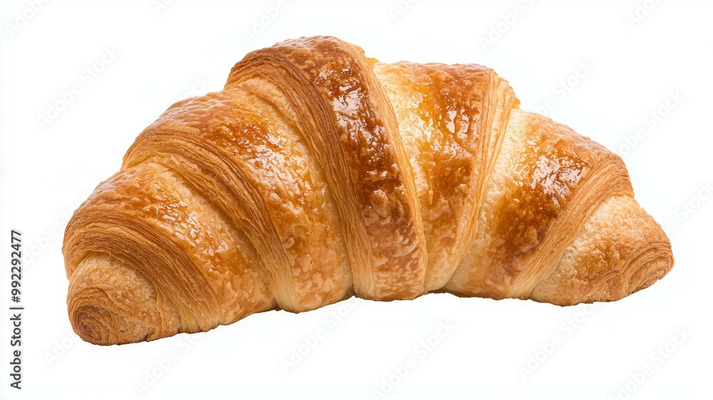 A croissant is sitting on a white background A croissant is sitting on a white background