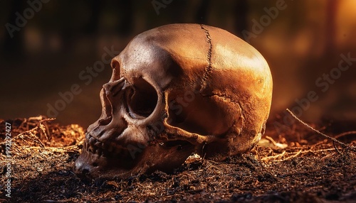 Skull Depiction in Natural Outdoor Setting