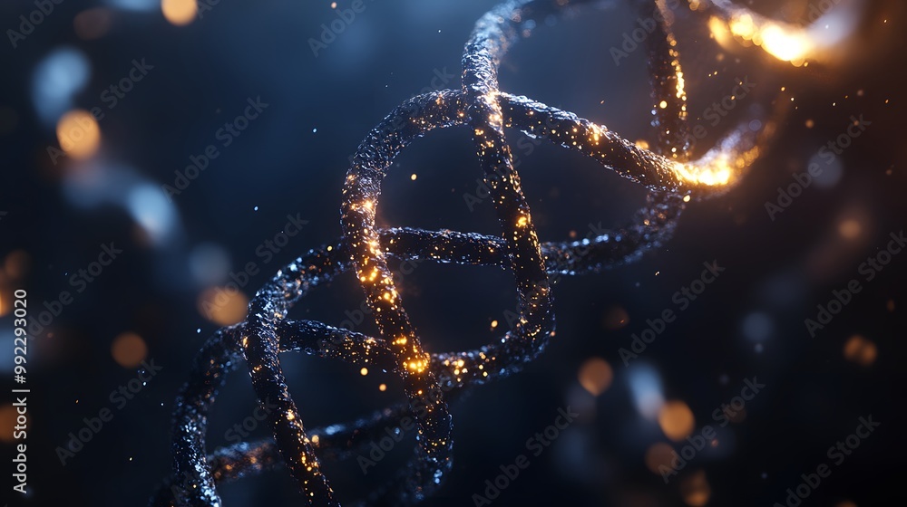 Glowing Metallic Double Helix DNA Strand Glowing Metallic Double Helix DNA Strand