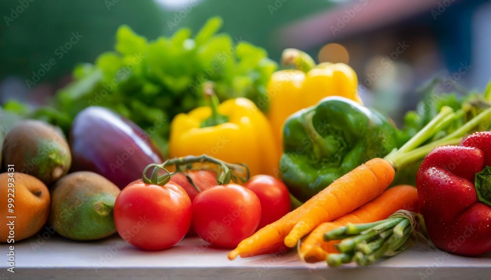 Fresh vegetable medleys with depth of field showcasing vibrant colors and natural textures Fresh vegetable medleys with depth of field showcasing vibrant colors and natural textures