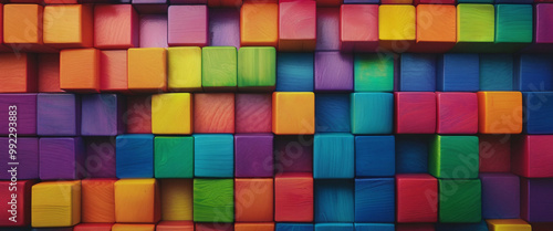 Colorful Wooden Blocks Wall