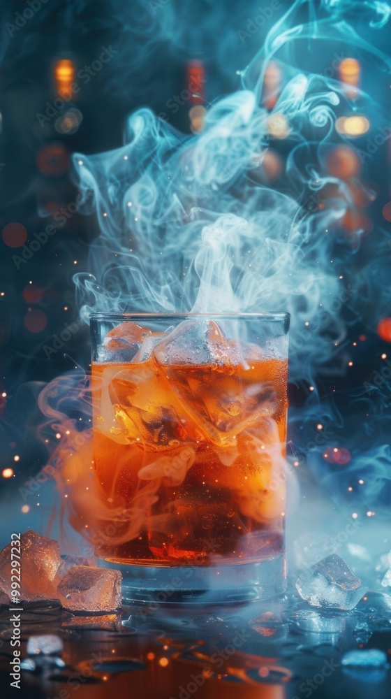 Chilled Elegance. Luxurious dry ice for smoky drinks concept Chilled Elegance. Luxurious dry ice for smoky drinks concept