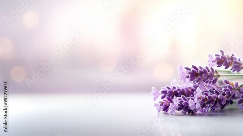 A bunch of purple lavender flowers are on a white background