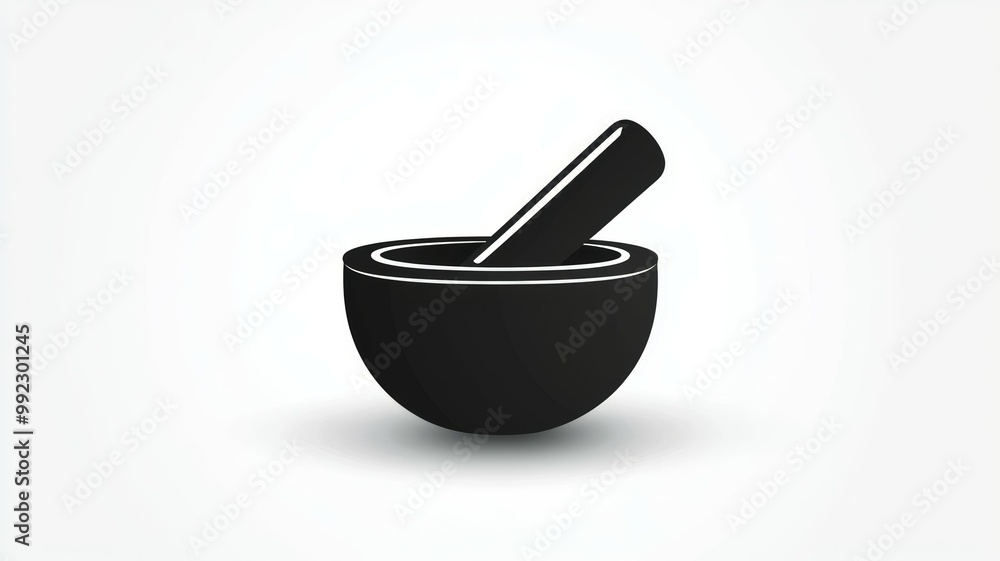 A black bowl with a spoon in it A black bowl with a spoon in it