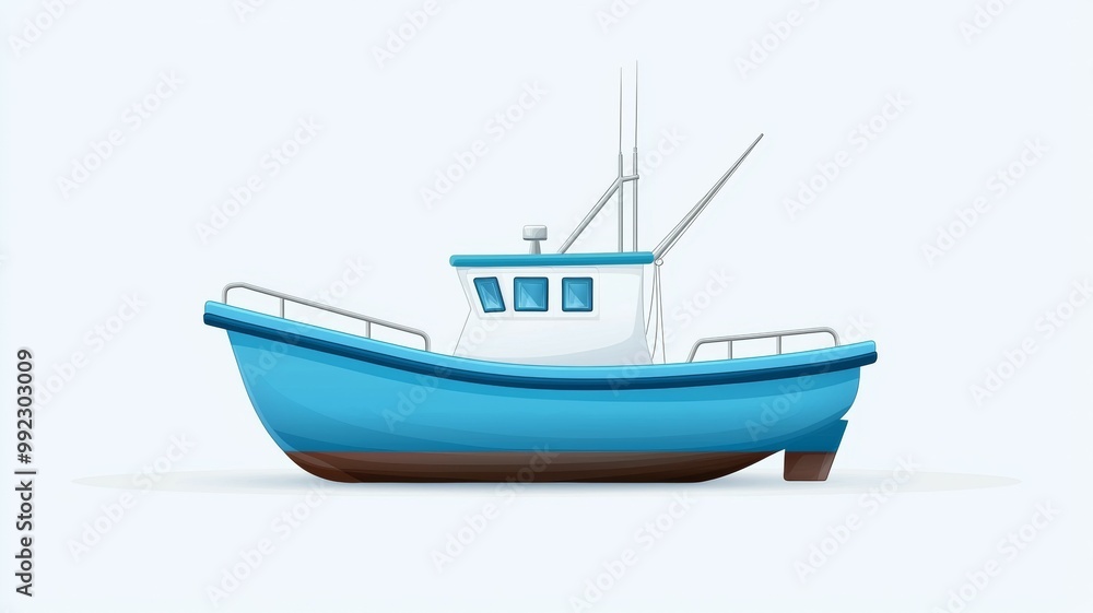 A blue boat is sitting on the water A blue boat is sitting on the water