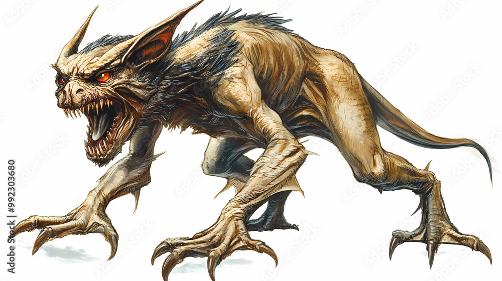Fototapeta premium Illustration of the chupacabra on a white background. Chupacabra. Illustration