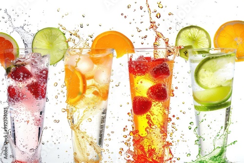 Vibrant Fruit Drink Collection. High-quality images of various fruit drinks photo