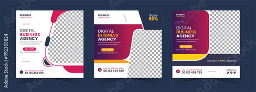 Business agency promotion social media post square banner corporate marketing  flyer template.