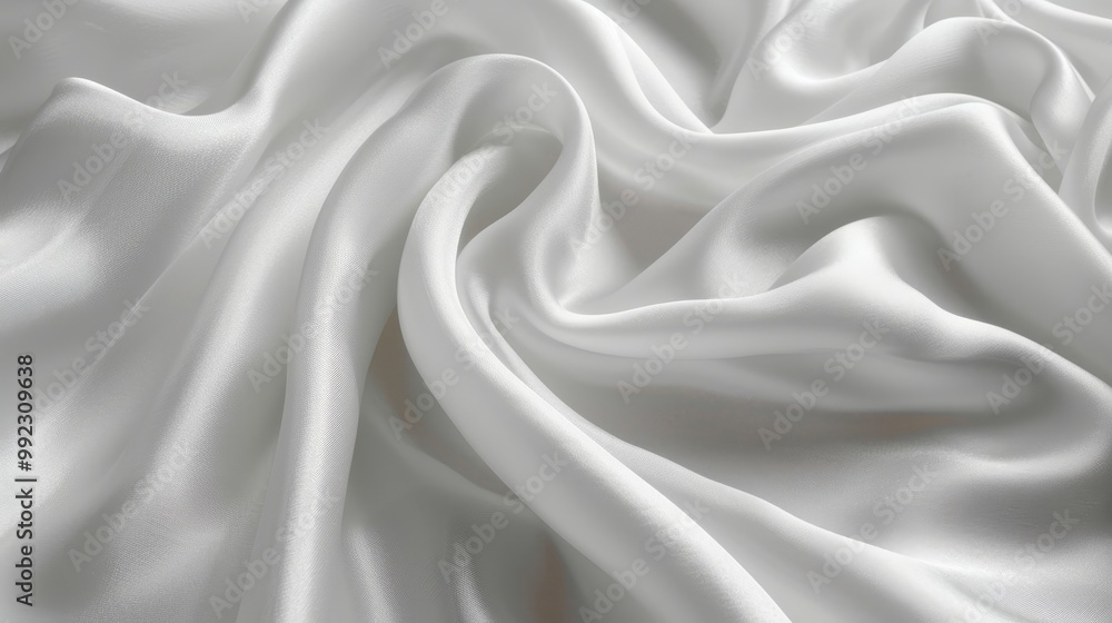 Obraz premium White silk or satin fabric texture background, abstract soft flowing wavy smooth elegant material