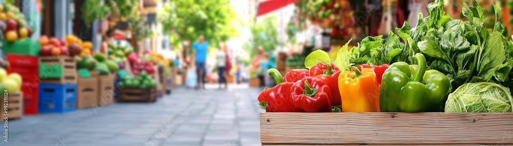 Fresh Vegetables in a Vibrant Market Scene Fresh Vegetables in a Vibrant Market Scene