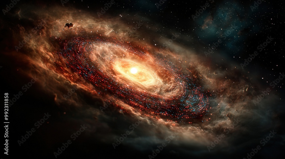 Fototapeta premium Spiral Galaxy with Nebula and Stars in Space