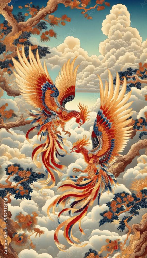 custom made wallpaper toronto digital浮世絵、日本画／鳳凰 Phoenix フェニックス	