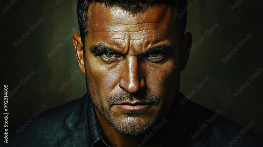 Close up Portrait of a Serious Man with Deep Eyes Close up Portrait of a Serious Man with Deep Eyes