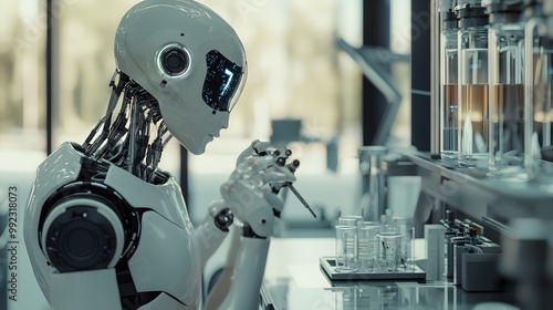 A White Robot Performing Scientific Experiments in a Lab