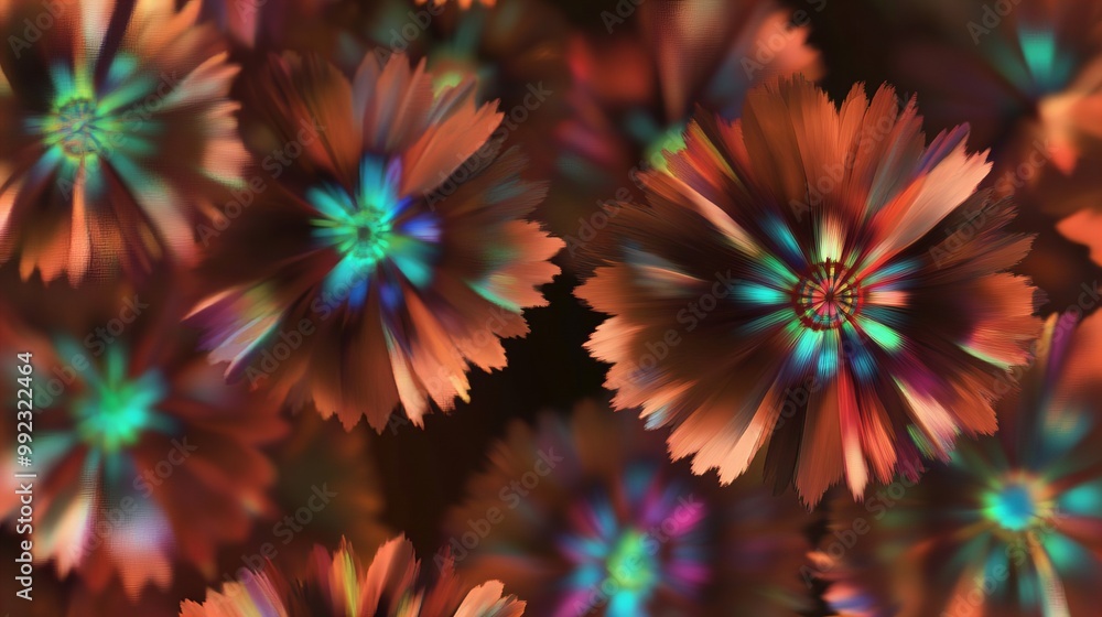 Obraz premium Abstract floral design with vibrant colors and swirling patterns.