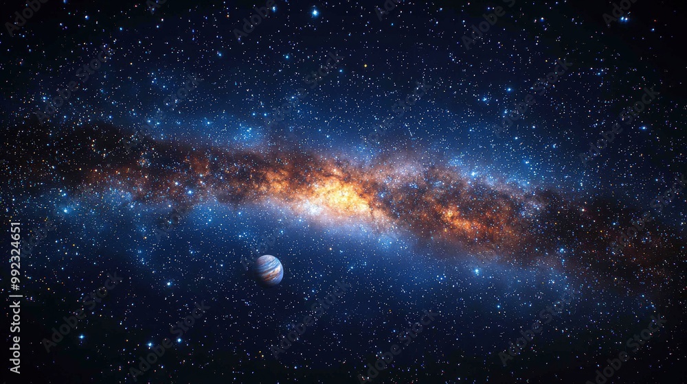 Fototapeta premium Cosmic Galaxy Background with Stars and Planet