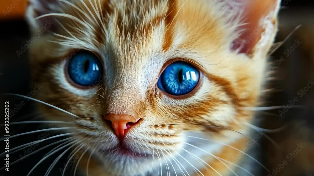 A close-up of a tabby kitten with striking blue eyes A close-up of a tabby kitten with striking blue eyes
