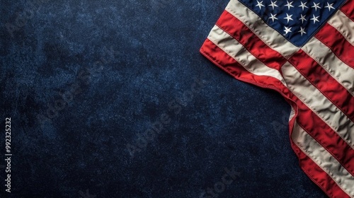 American Flag Corner on Dark Blue Background