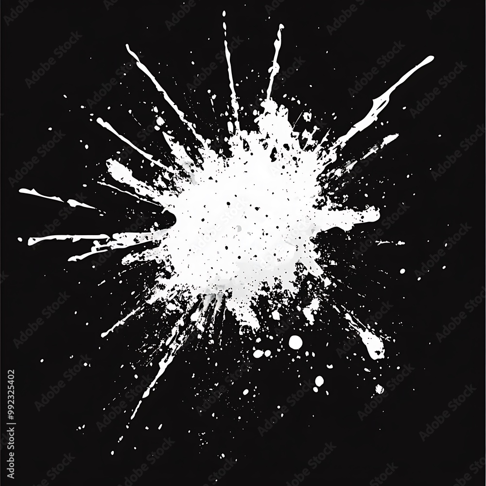 Abstract White Splatter on Black Background Abstract White Splatter on Black Background