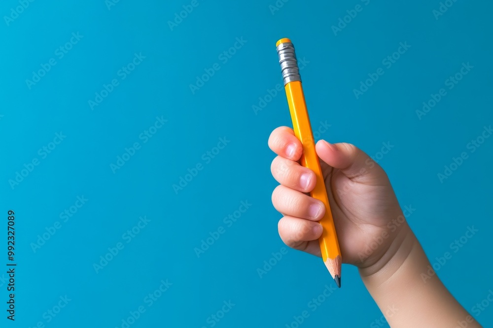 A minimalist image of a child’s hand holding a pencil, representing the early stages of literacy and writing A minimalist image of a child’s hand holding a pencil, representing the early stages of literacy and writing
