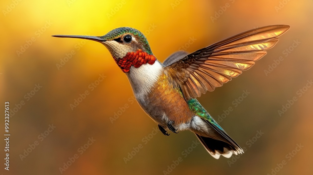 Fototapeta premium Hummingbird in Flight with Blurred Background