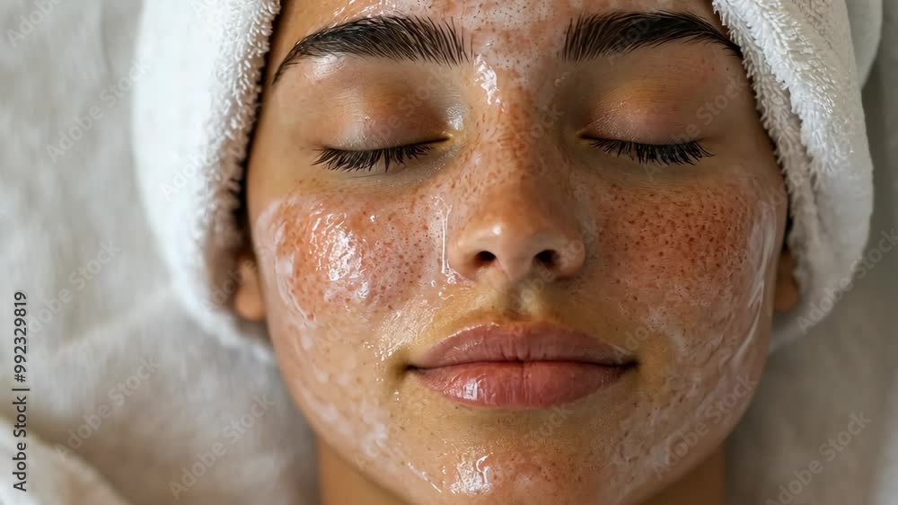 A woman relaxes with a facial mask on her face at a spa