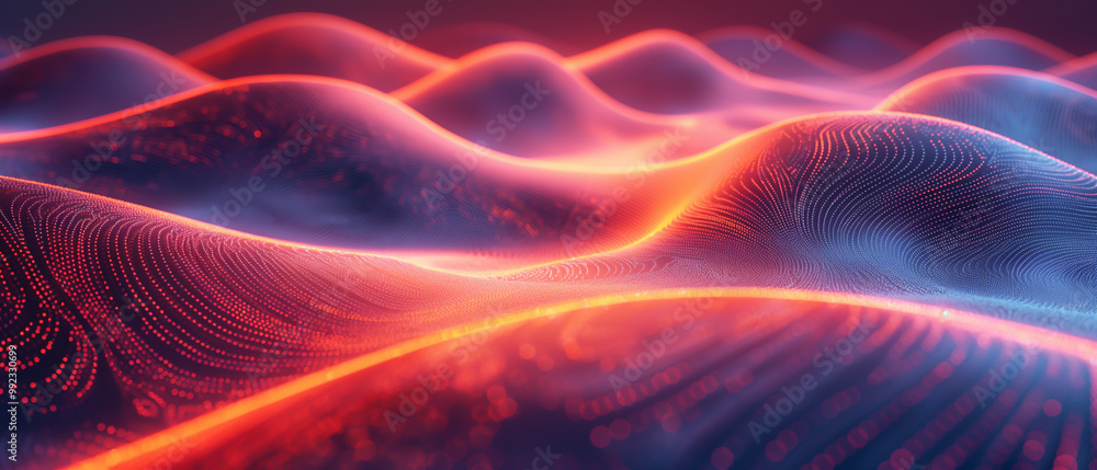 Cutting-edge 3D digital imagery of glowing waves and swirling patterns. Cutting-edge 3D digital imagery of glowing waves and swirling patterns.