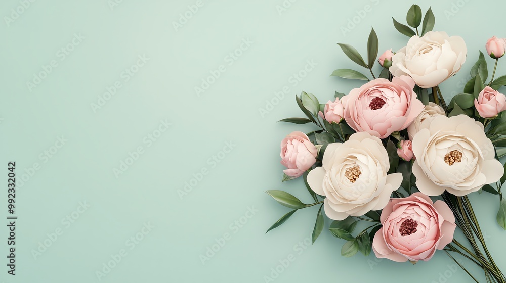 Elegant bridal bouquet, soft pastels and whites, 3D illustration Elegant bridal bouquet, soft pastels and whites, 3D illustration