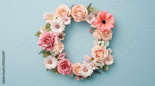 Floral alphabet, flowers forming letters, 3D illustration