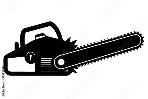 chainsaw machine  silhouette vector illustration white background