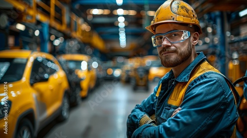 Wallpaper Mural Confident Engineer in Hard Hat and Safety Glasses with Arms Crossed in Industrial Factory Torontodigital.ca