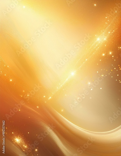 A glowing, golden abstract background with flowing lines and sparkling light particles. Perfect for festive, celebratory, or magical themes in design, presentations, or digital art.