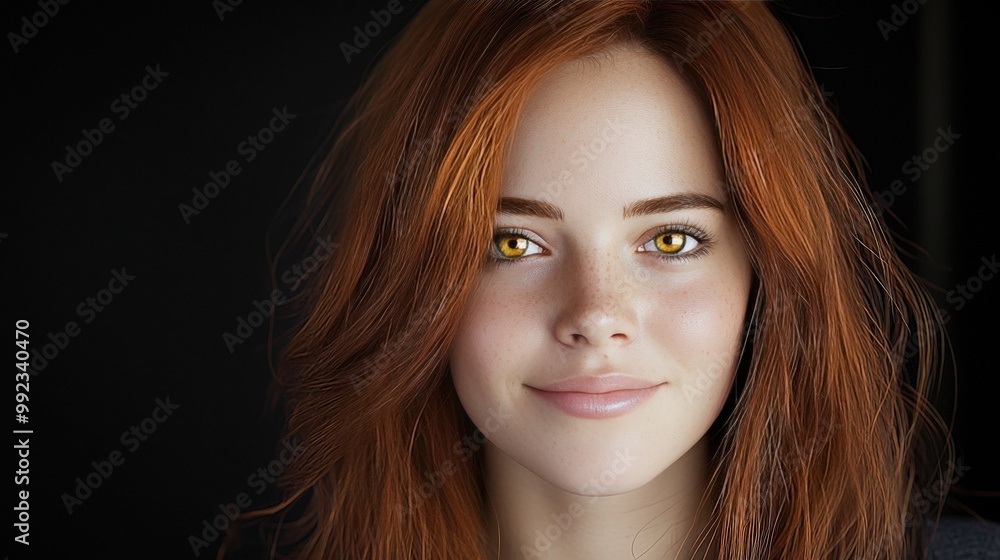 Fototapeta premium Close up Portrait of Woman with Red Hair and Golden Eyes
