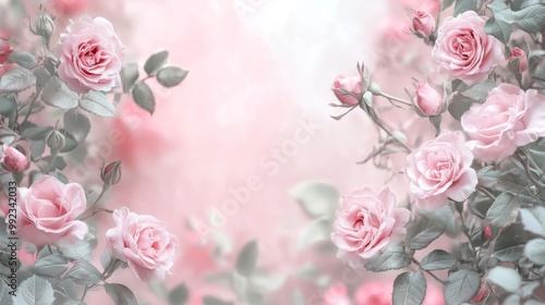 ピンクのバラのフレーム