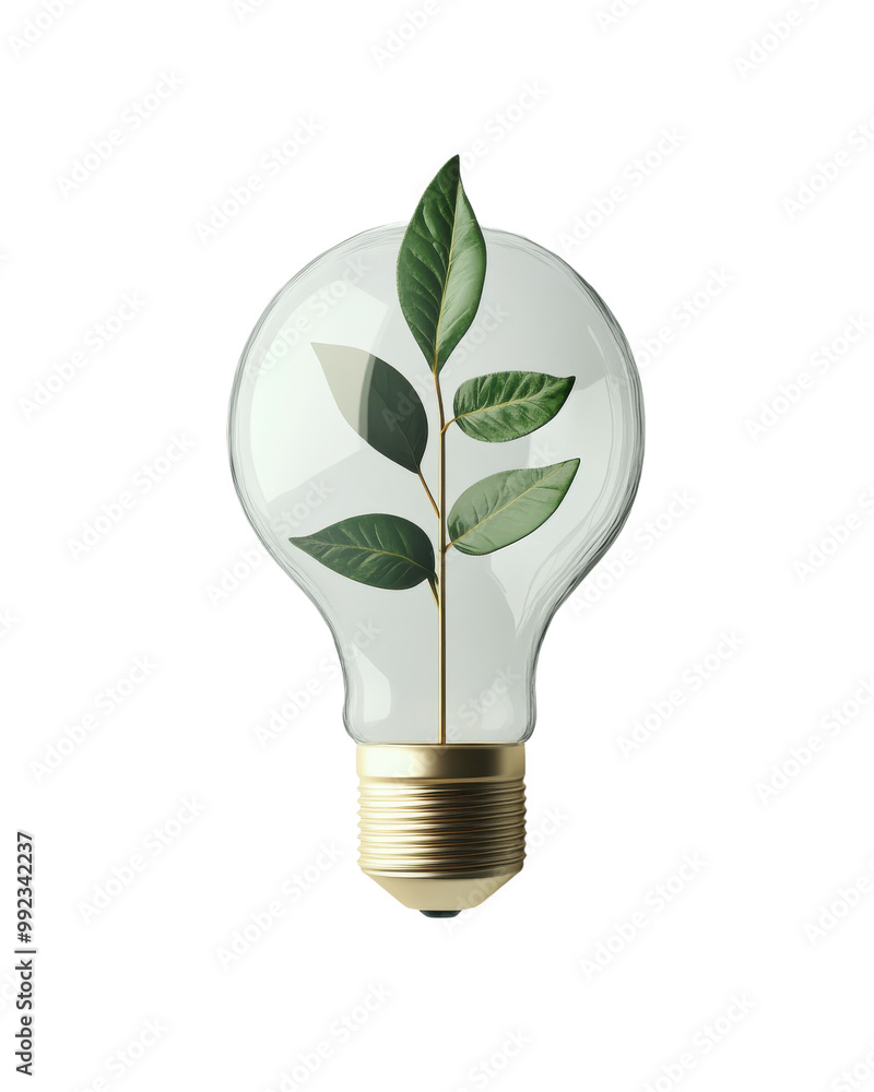 Light bulb with leaves, symbolizing eco-friendly energy. Light bulb with leaves, symbolizing eco-friendly energy.