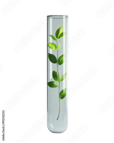 Wallpaper Mural Test tube with green leaves isolated on a white background. Torontodigital.ca