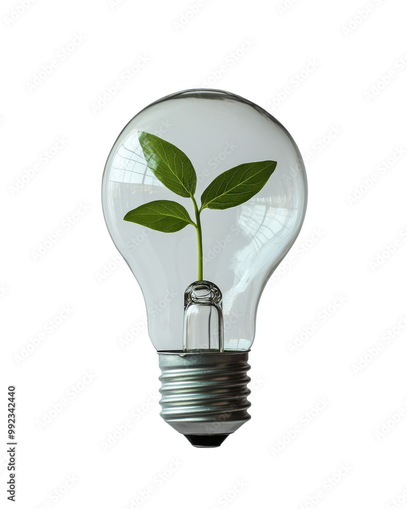 Light bulb with plant, symbolizing eco-friendly energy. Light bulb with plant, symbolizing eco-friendly energy.