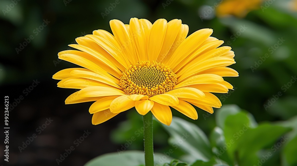 Close Up Yellow Gerbera Daisy Flower Blooming in Garden Close Up Yellow Gerbera Daisy Flower Blooming in Garden