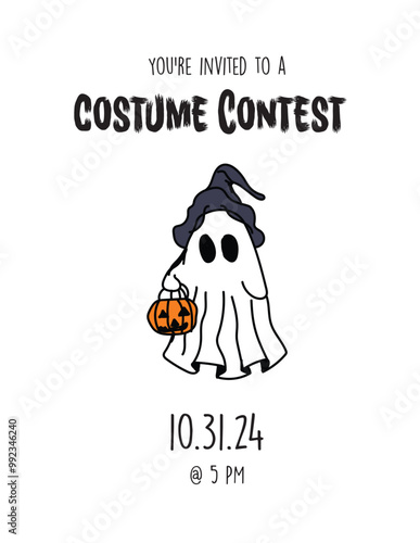 Costume Contest Halloween Flyer Invitation - vector, illustrator editable template for party holiday celebration announcement invitation