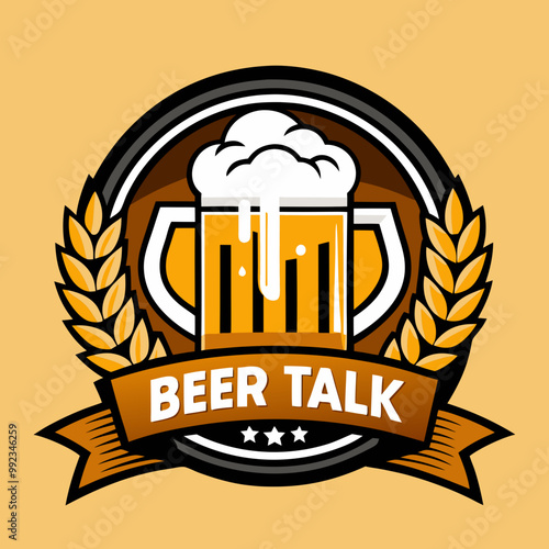 Beer Talk Logo: A crisp and inviting logo design for a beer-themed podcast or event. The graphic features a stylized beer mug with a frothy head.