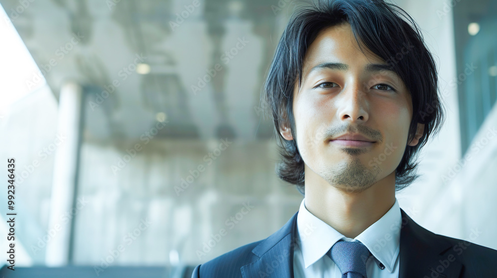 得意げな表情のスーツを着たアジア人男性の顔のクローズアップ 得意げな表情のスーツを着たアジア人男性の顔のクローズアップ