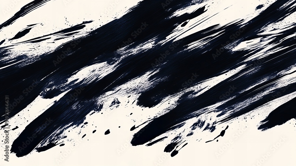 custom made wallpaper toronto digitalAbstract black ink brushstrokes on a white background.