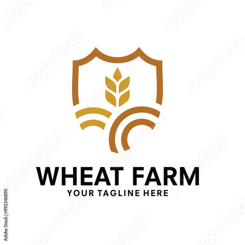 wheat farm logo design template vector illustration