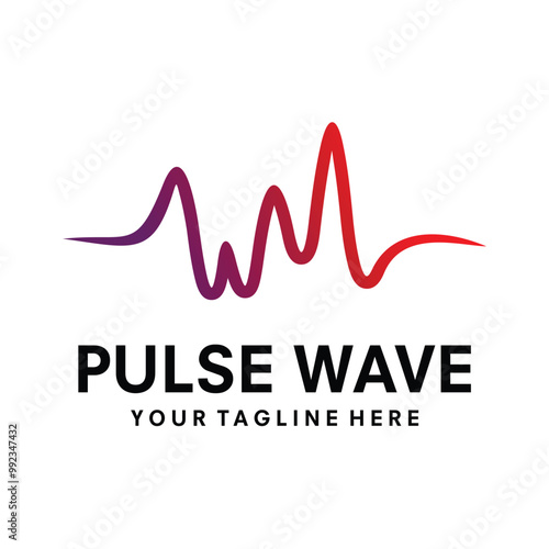 pulse wave logo design template vector illustration