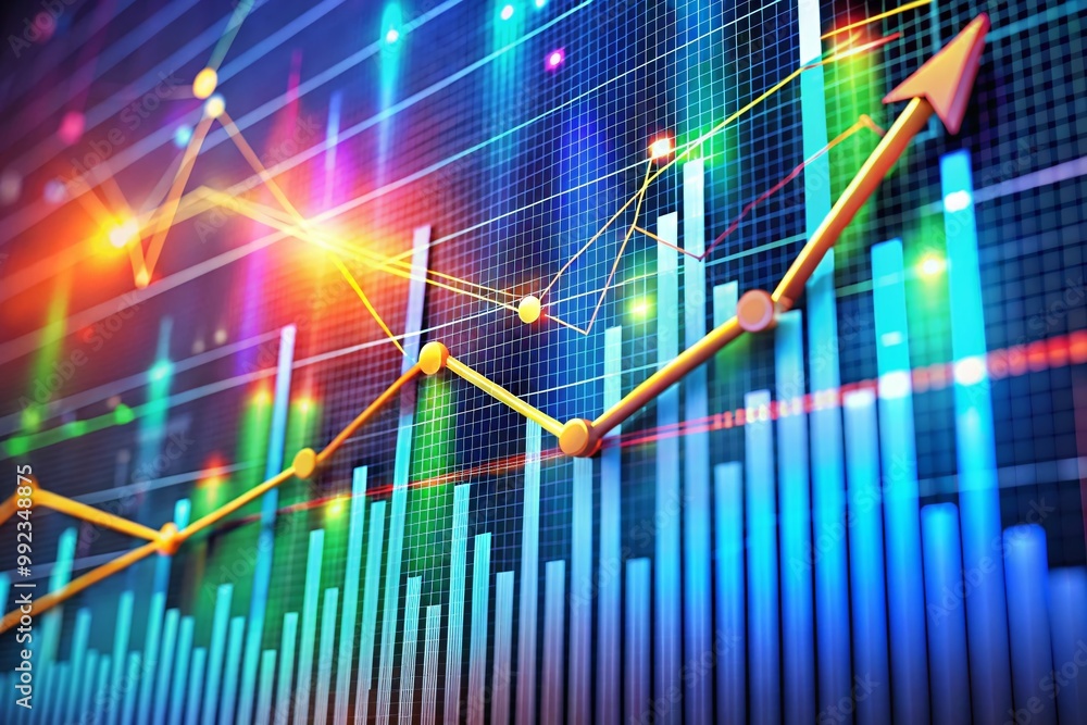 Business Graph with Lines Representing Growth Trends and Financial Progress on a Digital Background Business Graph with Lines Representing Growth Trends and Financial Progress on a Digital Background