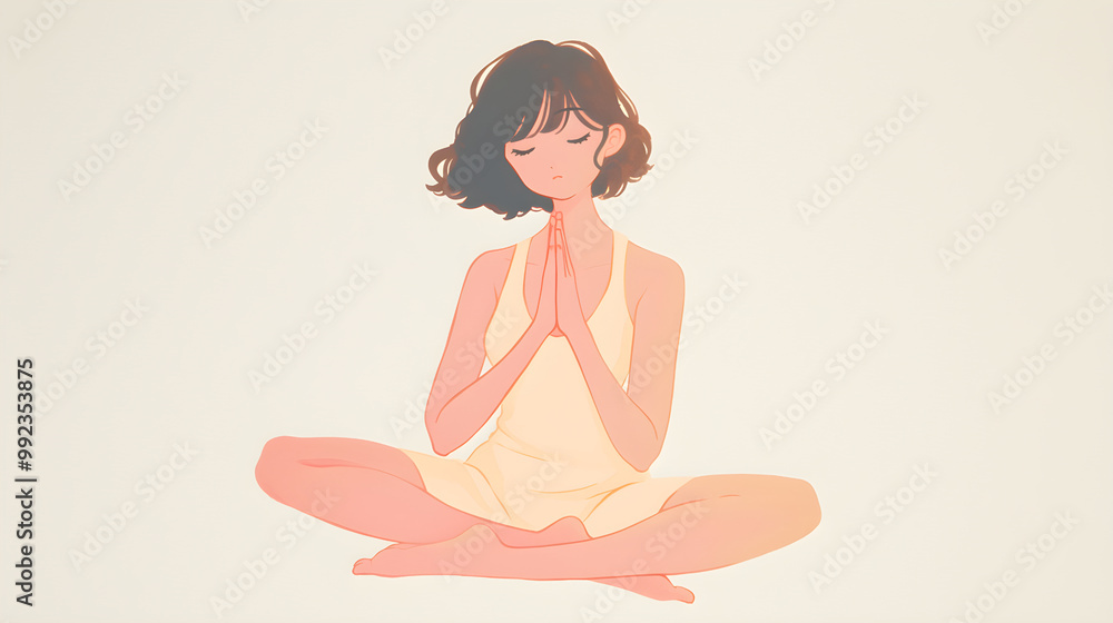 Woman practice yoga and meditation isolated on light background. Kundalini and reiki healing energy. Concept of nind mental healthand woman power. Woman practice yoga and meditation isolated on light background. Kundalini and reiki healing energy. Concept of nind mental healthand woman power.
