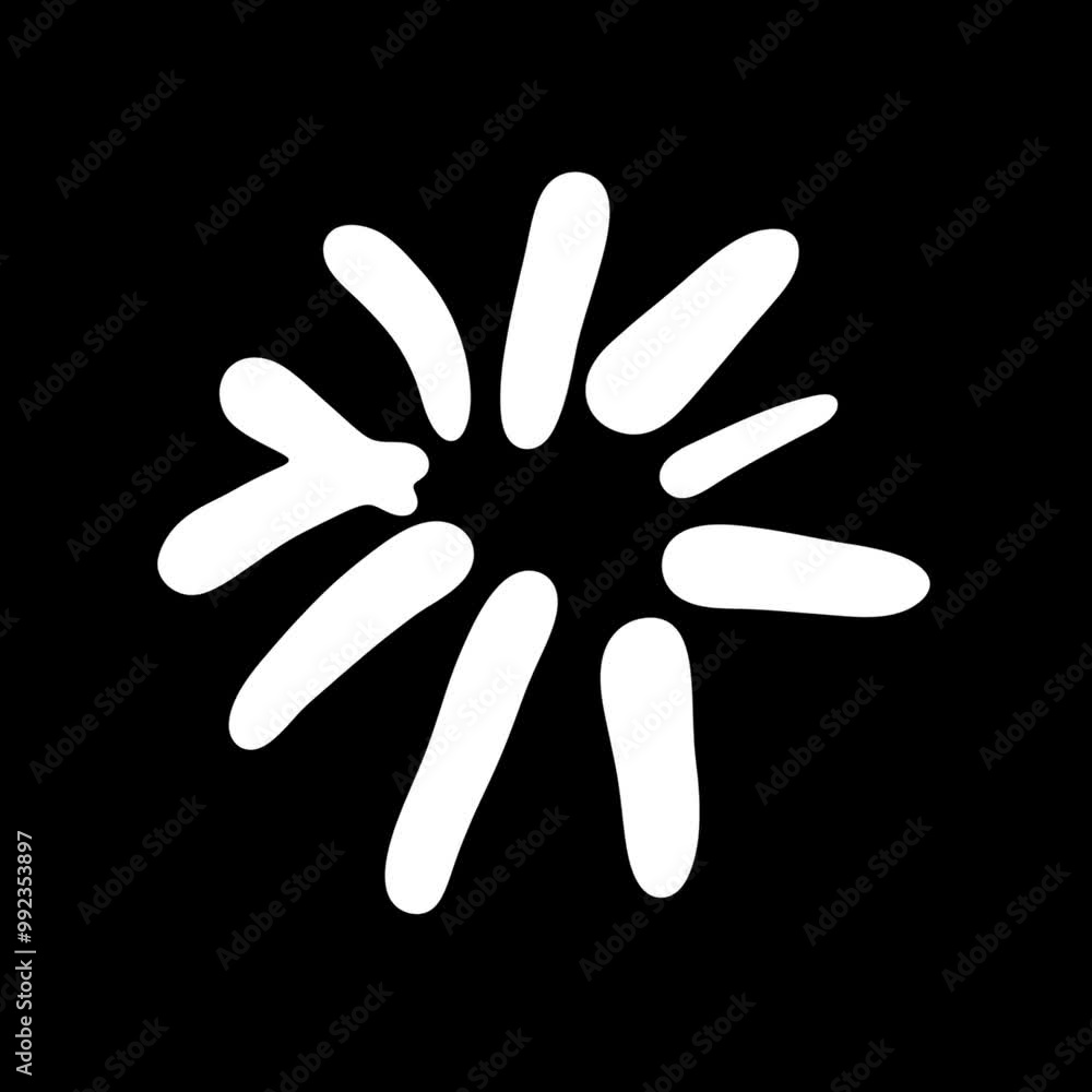 Abstract white starburst shape on black background. Abstract white starburst shape on black background.