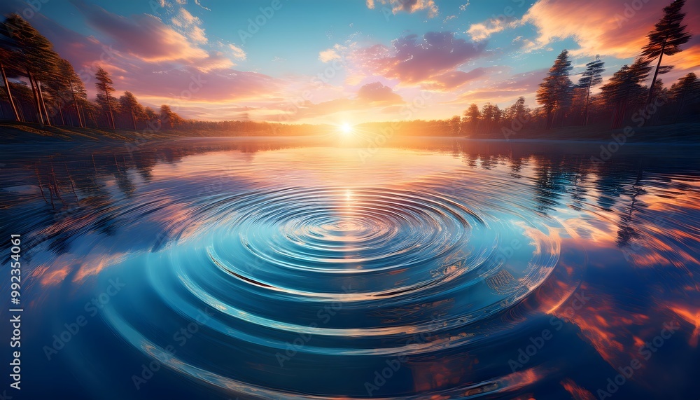 A sereen background featuring concentric water ripples with sky colors soft reflections A sereen background featuring concentric water ripples with sky colors soft reflections