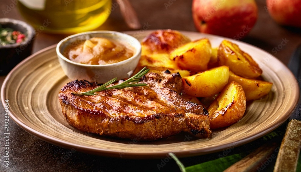 Grilled steak served with colorful vegetables and potatoes, showcasing a delicious and gourmet meal on a white plate Grilled steak served with colorful vegetables and potatoes, showcasing a delicious and gourmet meal on a white plate