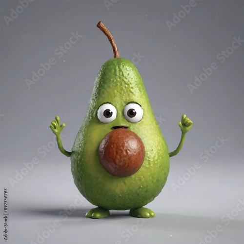 Cute happy yellow pear fruit character with green leaf. Funny cartoon smiling pear emoticon in flat style. pear Fruit emoji vector illustration. cute pear mascot character vector icon illustration.